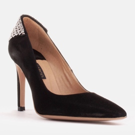 Marco Shoes Tacchi in camoscio con cristalli nero 1