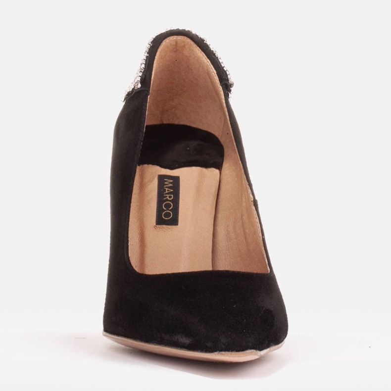 Marco Shoes Tacchi in camoscio con cristalli nero 2