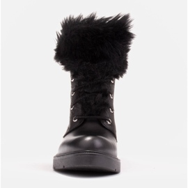 Marco Shoes Stivali in pelle goffrata e pelliccia nero 1