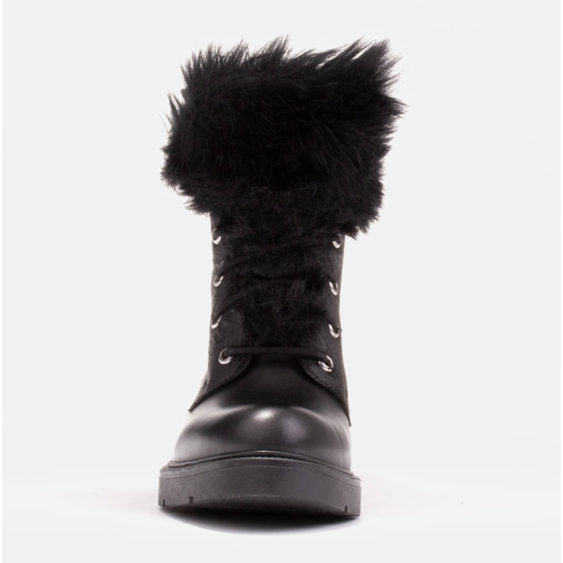 Marco Shoes Stivali in pelle goffrata e pelliccia nero 1