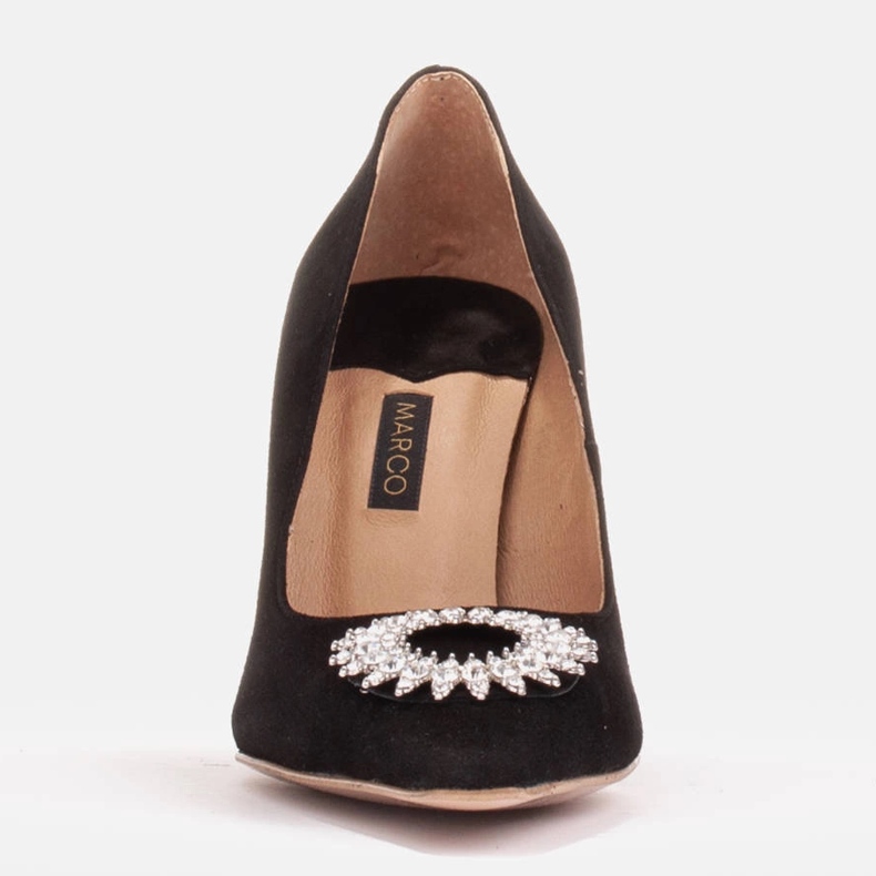Marco Shoes Tacchi in camoscio con ornamento di cristalli nero 2