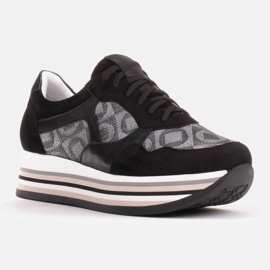 Marco Shoes Sneakers con suola spessa in suede naturale 2228P-1286-041-001-1 nero grigio 1