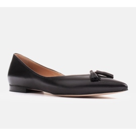 Marco Shoes Ballerine in pelle con frange decorative nero 1