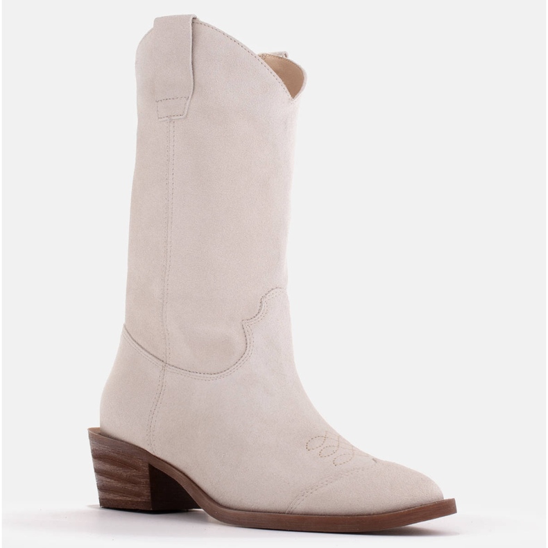 Marco Shoes Stivali da cowboy senza isolamento in pelle scamosciata naturale bianco 1