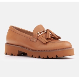 Marco Shoes Mocassini con catena dorata su suola leggera beige 1