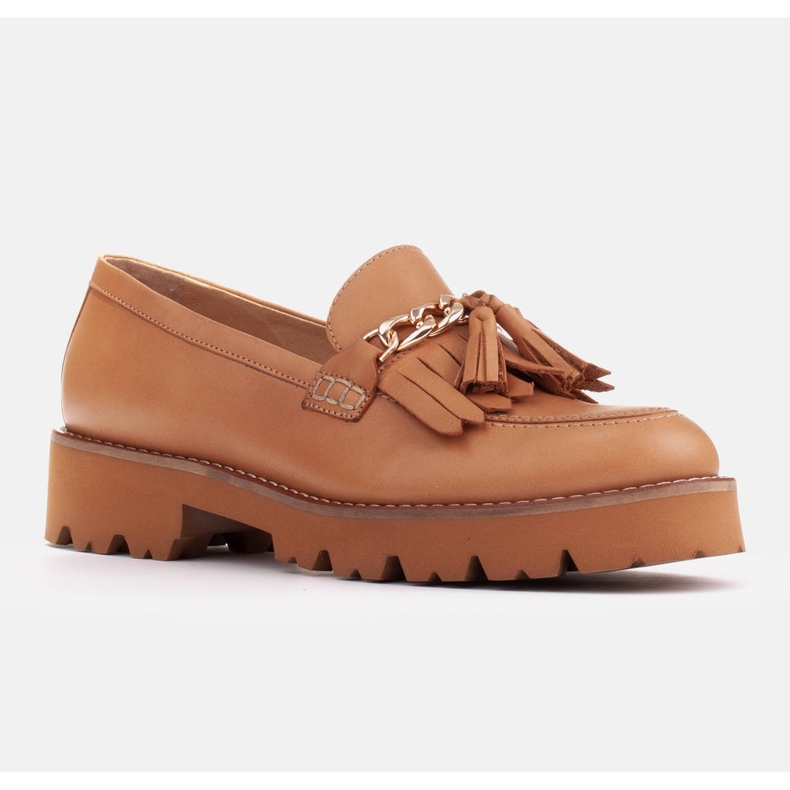 Marco Shoes Mocassini con catena dorata su suola leggera beige 1