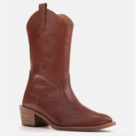 Marco Shoes Stivali da cowboy in pelle martellata marrone 1598B-003-1 BP 1