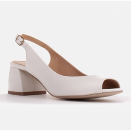 Marco Shoes Sandali in pelle bianca con tacco stabile 1