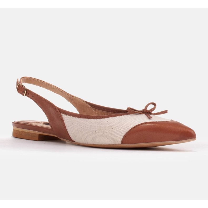 Marco Shoes Sandali in una combinazione di pelle naturale e tessuto beige 1
