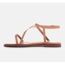 Marco Shoes Sandali in pelle con fondo piatto marrone 2