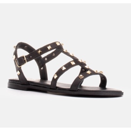 Marco Shoes Sandali in pelle con borchie dorate nero 1