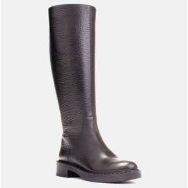 Marco Shoes Stivali con tacco basso in pelle goffrata nero 1