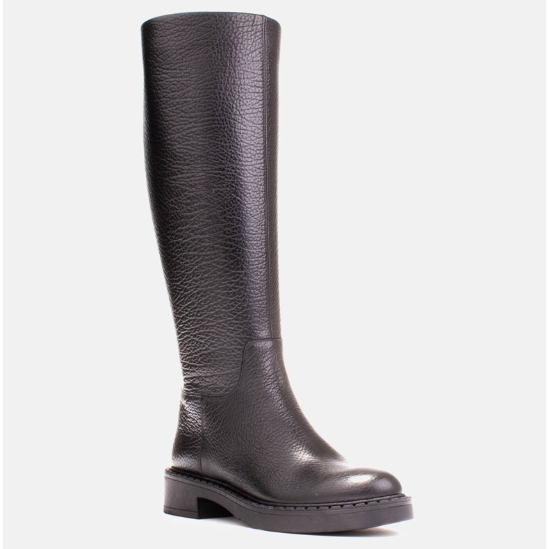 Marco Shoes Stivali con tacco basso in pelle goffrata nero 1