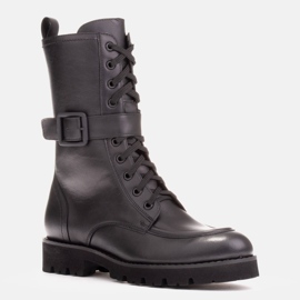 Marco Shoes Stivali in pelle pieno fiore nero 1