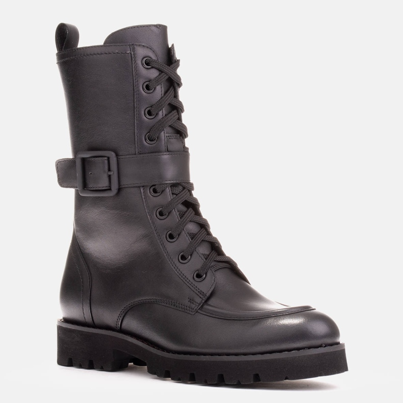 Marco Shoes Stivali in pelle pieno fiore nero 1