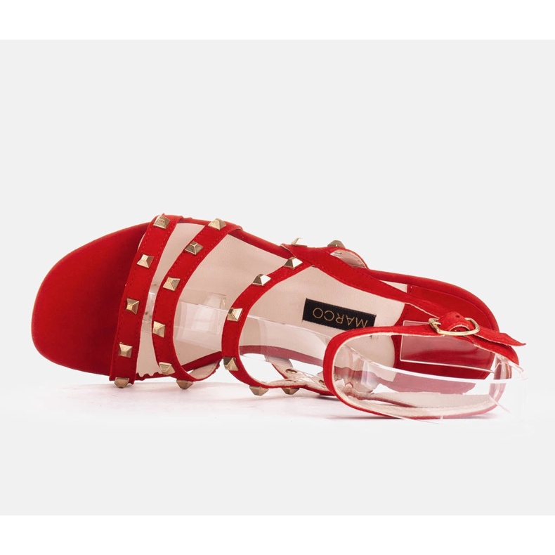 Marco Shoes Sandali in camoscio con borchie decorative rosso 2