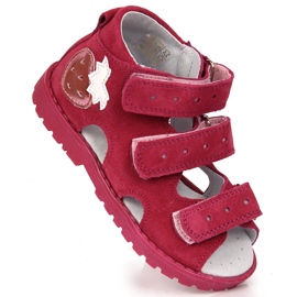 Sandali da bambina in pelle con Kornecki fragola fucsia rosa 1