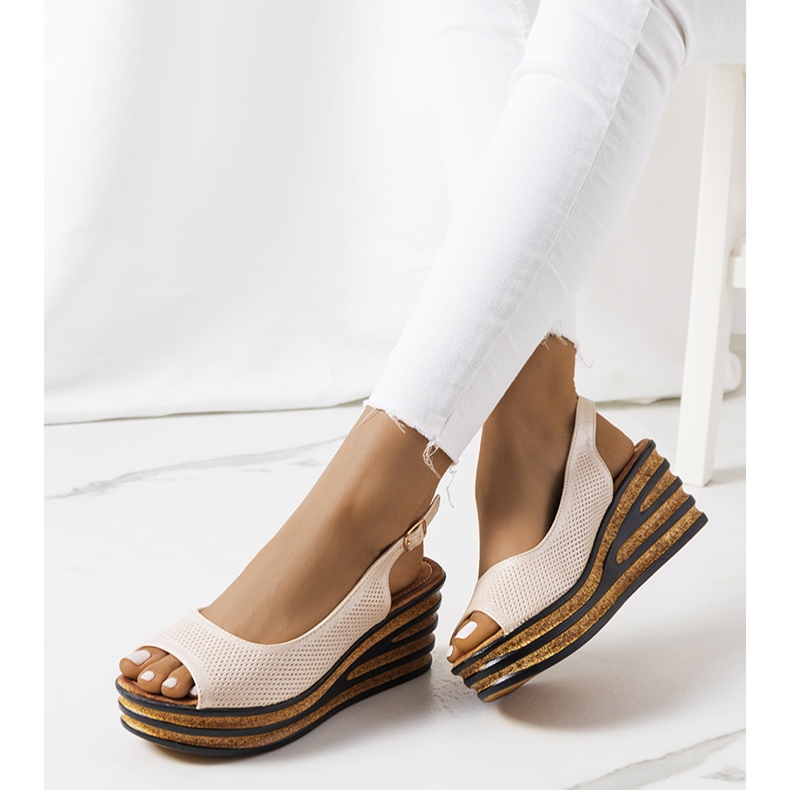 Espadrillas dorate sulla zeppa Alton beige 1