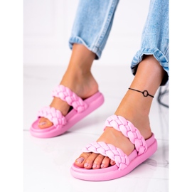 SHELOVET Ciabatte Intrecciate Sulla Piattaforma rosa 1