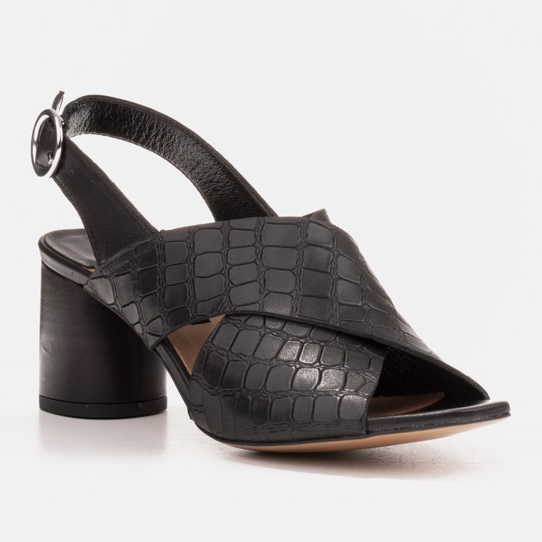 Marco Shoes Sandali in pelle da donna in pelle con strisce tagliate nero 1
