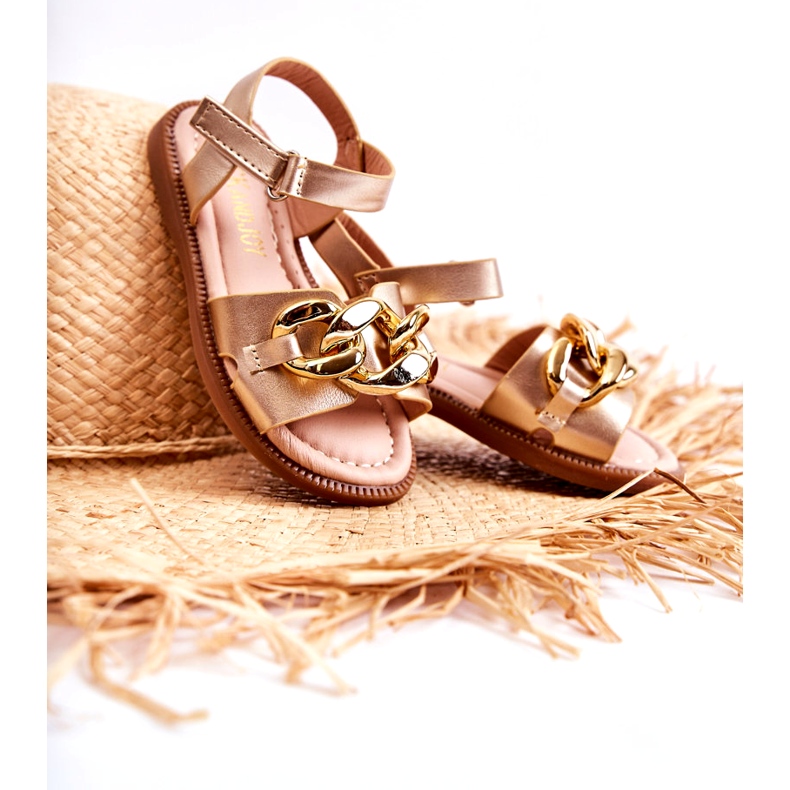 FR1 Sandali Per Bambini Con Velcro Layra Dorato d'oro 1