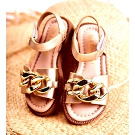 FR1 Sandali Per Bambini Con Velcro Layra Dorato d'oro 2