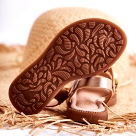 FR1 Sandali Per Bambini Con Velcro Layra Dorato d'oro 3