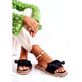 Infradito da Donna con Fiocco in Tessuto, Nero 4