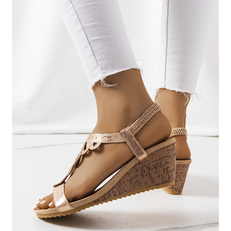 Sandali con zeppa Golden Parel d'oro 1