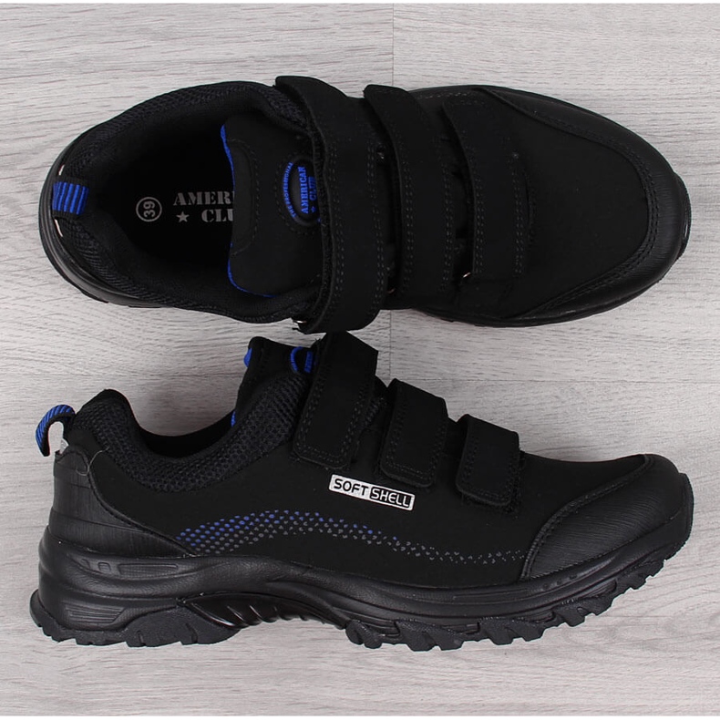 Scarpe da trekking con velcro impermeabili nere e blu American Club nero 1