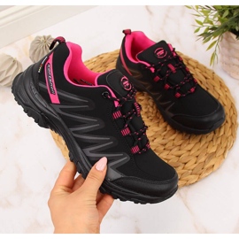 Scarpe da trekking da donna impermeabili nere e rosa American Club nero 2