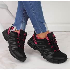 Scarpe da trekking da donna impermeabili nere e rosa American Club nero 1