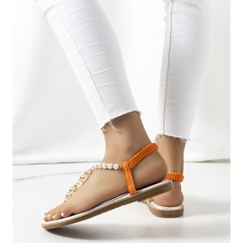 Sandali arancioni con perle Tana arancia d'argento 2