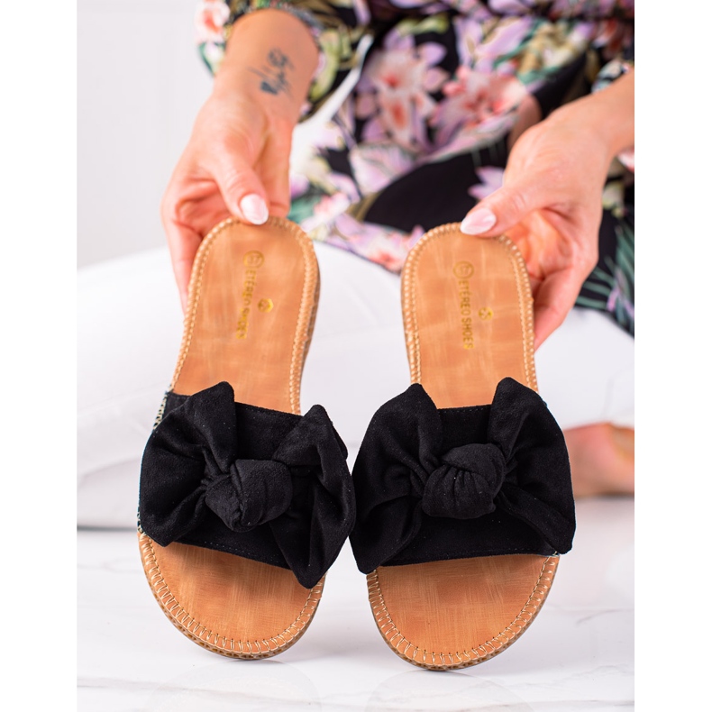 SHELOVET Ciabatte con fiocco nero 1