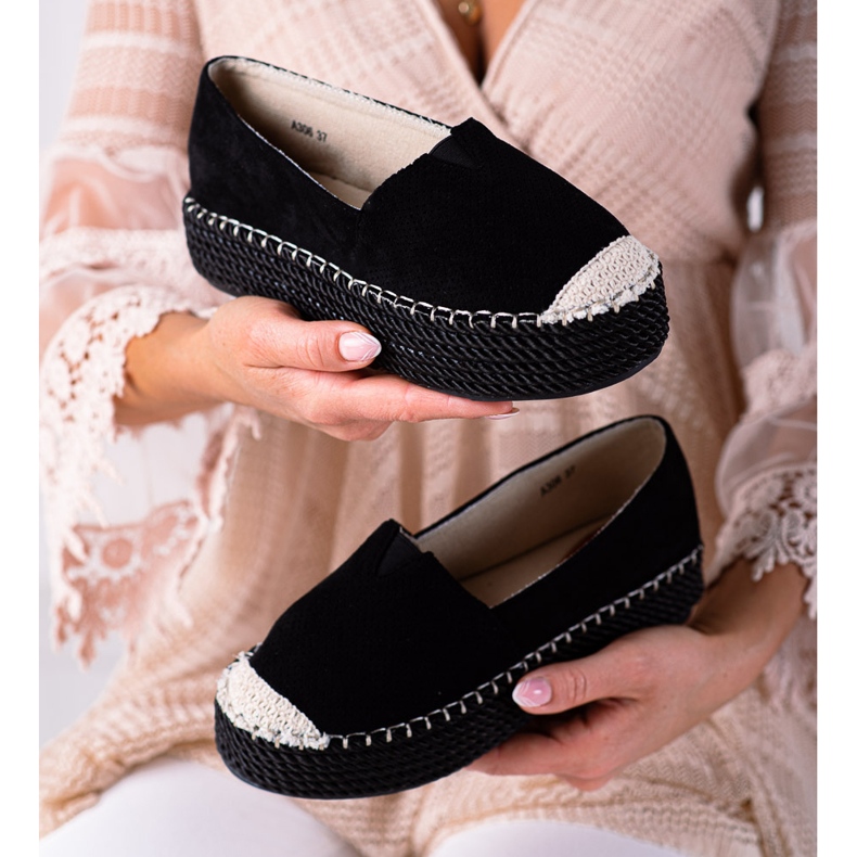 SHELOVET Espadrillas in camoscio nero 1