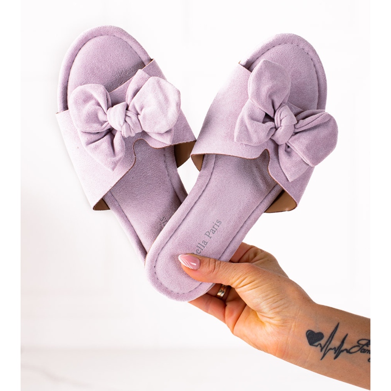 SHELOVET Ciabatte viola con fiocco 1