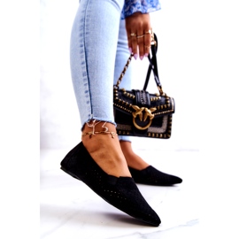 LU BOO Ballerine traforate da donna Slip-on Nero Rosario 1