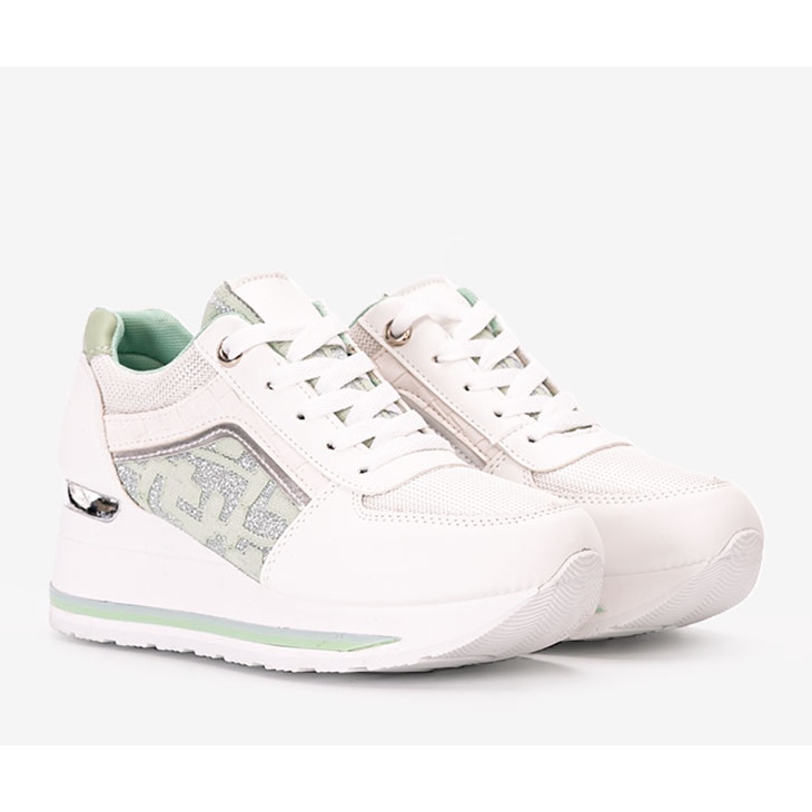 Sneakers bianche con zeppa Vildan bianco verde 1