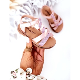 Sandali rosa per bambini con glitter 5