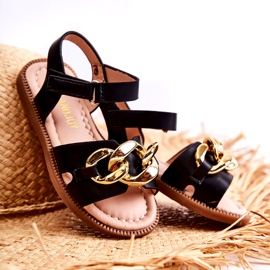 FR1 Sandali Per Bambini Con Velcro Layra Nero d'oro 1