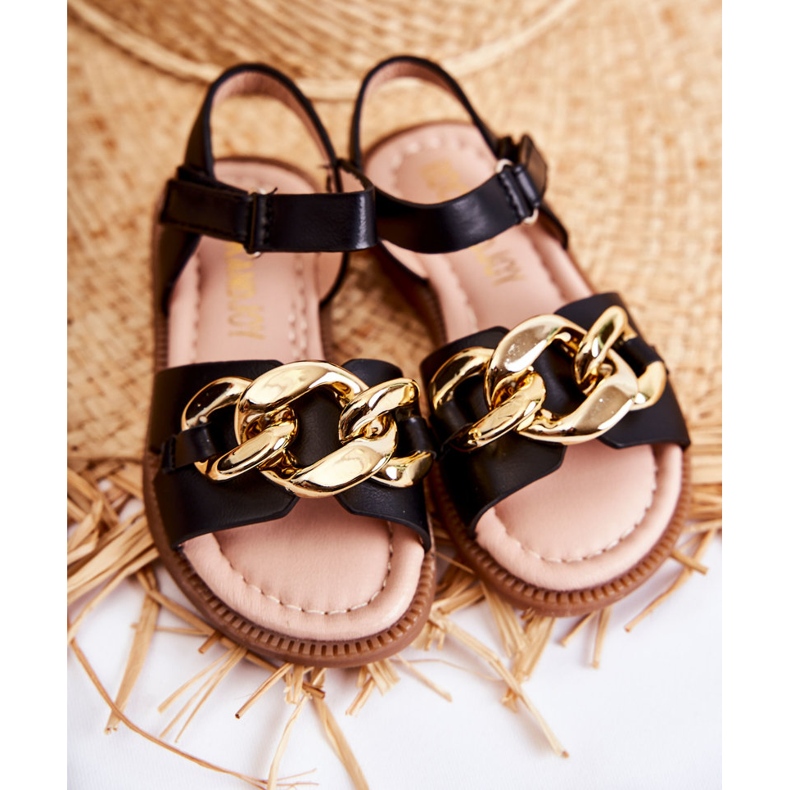 FR1 Sandali Per Bambini Con Velcro Layra Nero d'oro 4