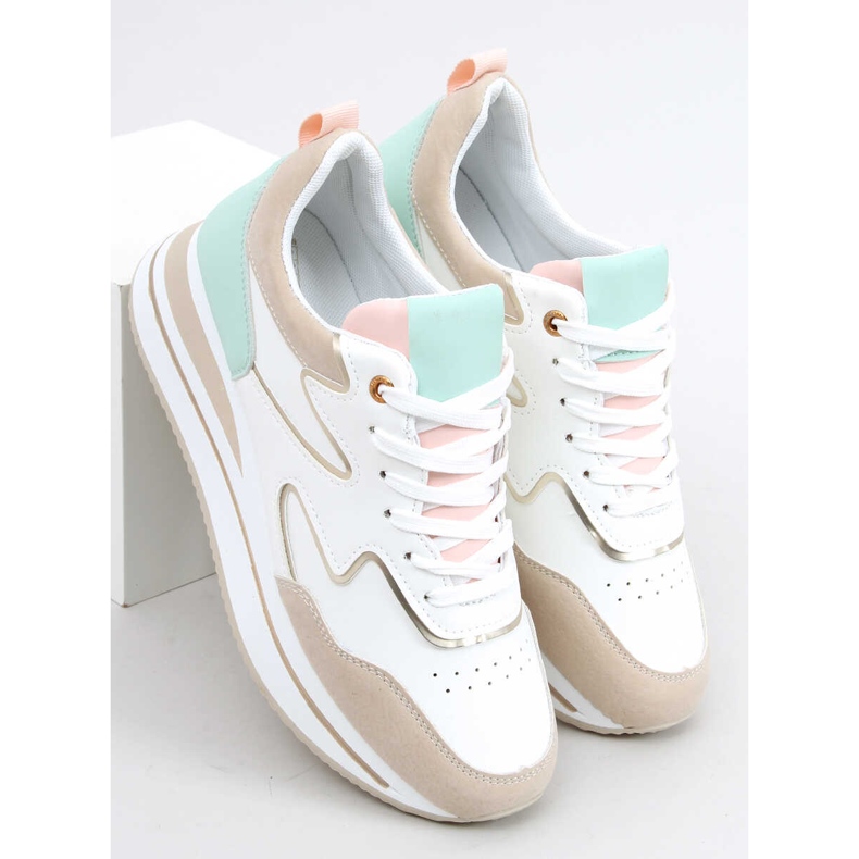 Scarpe sportive Devi Beige con suola alta multicolore 1