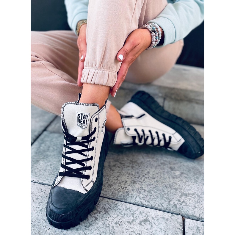 Sneakers alta Kaya BEIGE / NERO 2