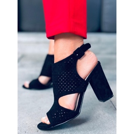 Sandali traforati a tacco alto Guala Black nero 1