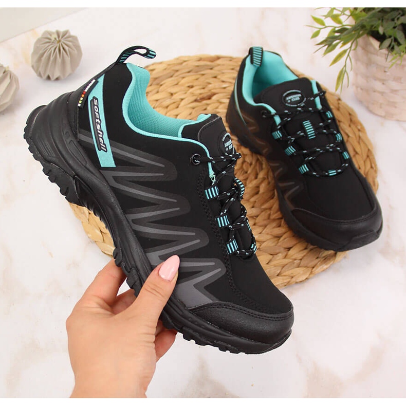 Scarpe da trekking da donna impermeabili nere e menta American Club nero 2