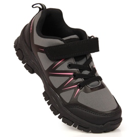 Scarpe da trekking per bambini impermeabili con chiusura strappo grigio American Club nero 1
