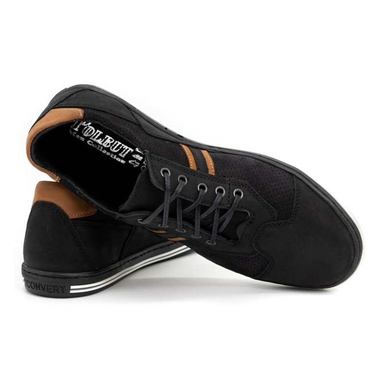 Polbut Scarpe casual da uomo 1801P nero nabuk / cammello marrone 3