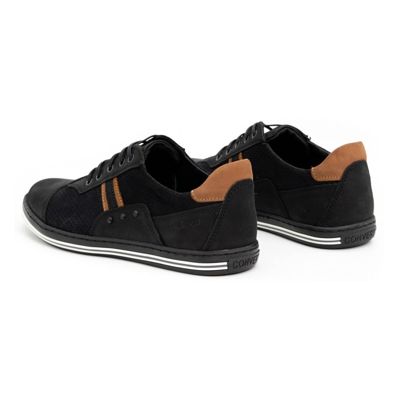 Polbut Scarpe casual da uomo 1801P nero nabuk / cammello marrone 4