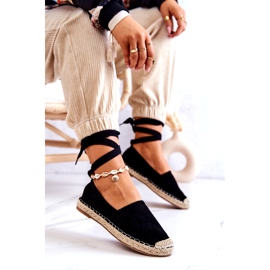 FB1 Espadrillas Ismanne in camoscio nero allacciate 4