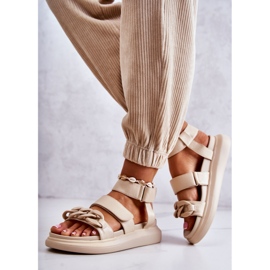 Sandali In Pelle Con Catena La.Fi Beige Alissia 2